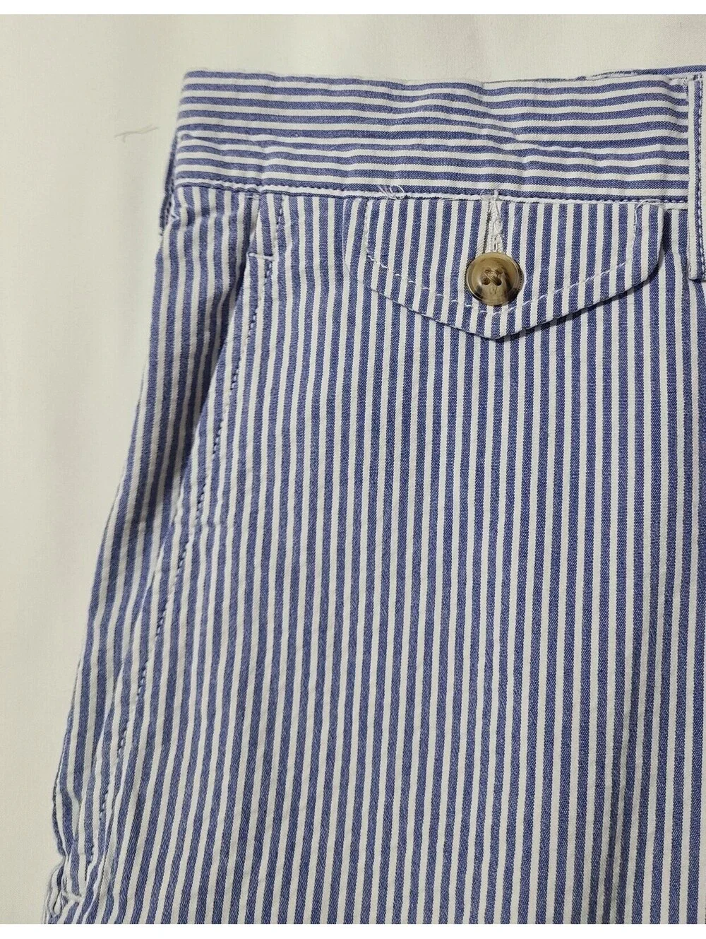 Polo Ralph Lauren Seersucker Shorts Mens Size 34 Blue White Chino Summer Coastal